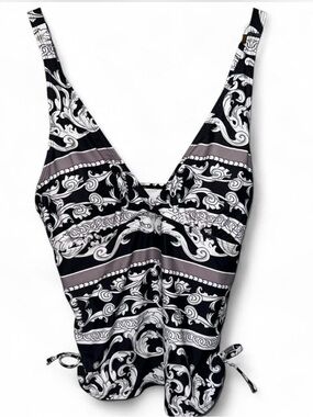 NWOT Black & White Swirl Baroque Print Tankini Top